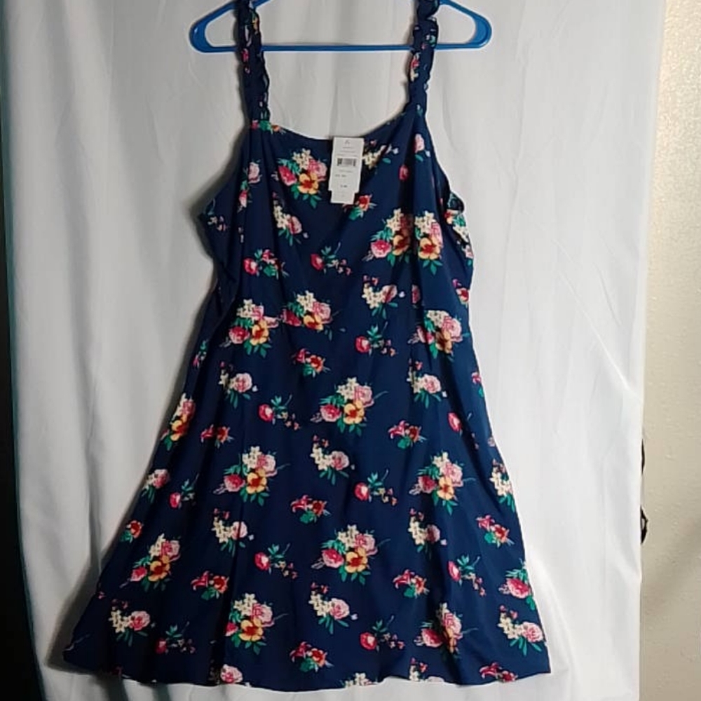 Navy Floral Strap Dress